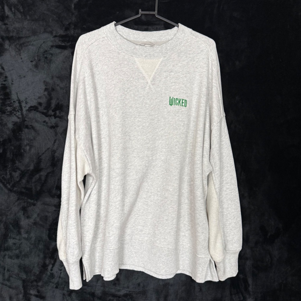 Aerie x Wicked Oversized Crewneck Sweatshirt Heather Gray Green Graphic Small